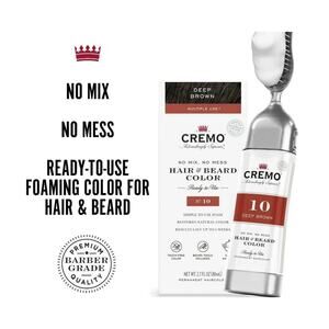 Cremo Hair & Beard Color No. 10 Deep Brown No Mix No Mess Kit Quick & Easy New
